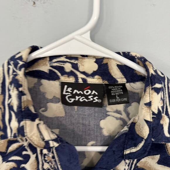 Vintage Lemon Grass Button Down Hawaiian Tropical Shirt Men's Size Large - Picture 4 of 6